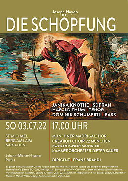 Plaktat für die Schöpfung von Joseph Haydn in St. Michael Berg am Laim in München am 03.07.2022